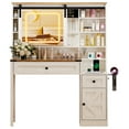 thumbnail image 2 of Zimtown Vanity Desk with Sliding Mirror,  Farmhouse Vanity Makeup Table with 2 Drawers & Power Outlet for Bedroom, White, 2 of 10