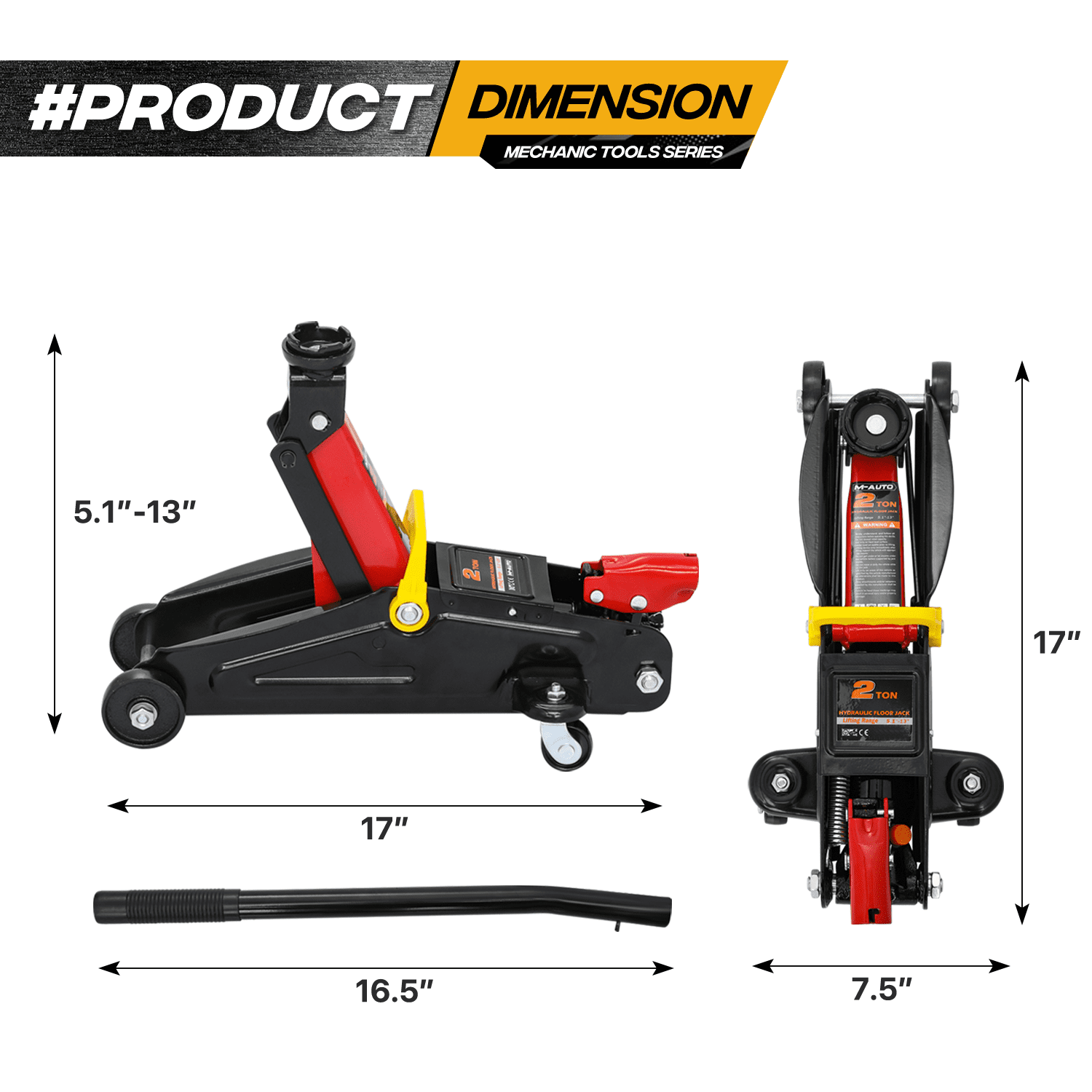 Magshion 3Pcs Heavy Duty Car Jack Set, 2 Ton Low Profile