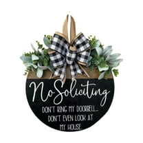 Door Hanging Decoration - Household Doorplate - No Soliciting Sign Don'T Ring My Doorbell Don'T Even Look At My House 11.8Inch Spring Wood Hanging Plaque Signs with Artificial Green Leaves and 3D Bur