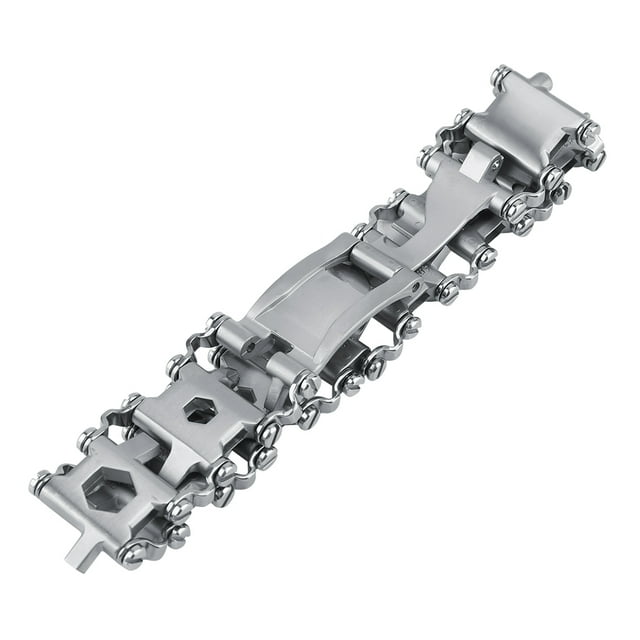 Pulsera de herramientas multifuncional para exteriores de acero inoxidable 29 en 1, pulsera punk portátil (blanca)