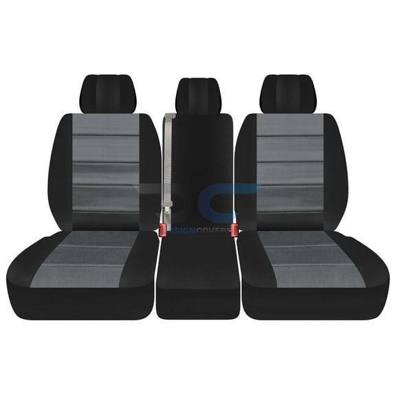 Fits 2011-2014 Ford F-150 Velour Seat Covers 40/20/40 Bench 3HR Solid Console:Blk Charcoal