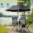 thumbnail image 5 of 2-Seat Folding Chair with Removable Sun Umbrella, Portable Camping Chair with Storage Pocket and Cup Holders, Outdoor Beach Chair for Beach, Patio, Park, Black, 5 of 9