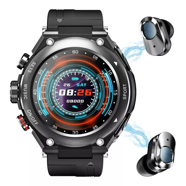 Reloj Smart Watch Fralugio T92 2 En 1 Tws Memoria 128mb Mp3 Negro Fralugio Sport