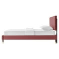 thumbnail image 4 of Platform Bed Frame, Queen Size, Pink, Velvet, Modern Contemporary, Bedroom Master Guest Suite Room, 4 of 5