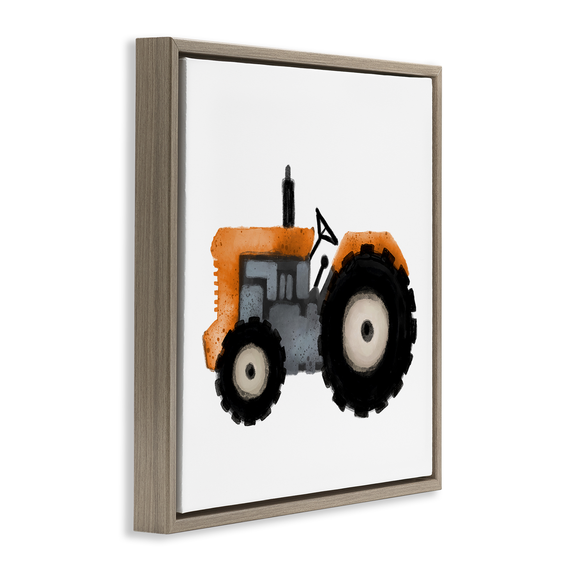 Stupell Industries Farm Tractor Vehicle Transportation Painting Brown Floater Framed Canvas Art Print Wall Art, 25 x 25
