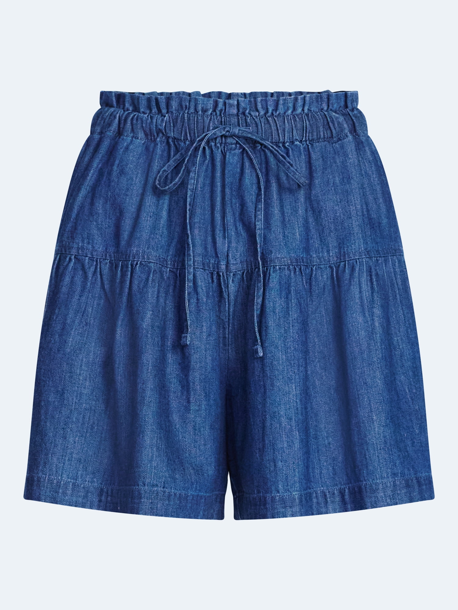 Free Assembly Women's Pull On Seamed Denim Shorts, 4" Inseam, Sizes XS-XXL