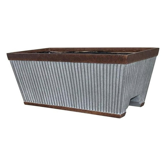 Westlake Deck Rail Planter 24 Inch (2 Pack) - Outdoor Garden Planters, Rustic Galvanized Resin Flower Pots with UV Protection, Porch Railing & Freestanding Use