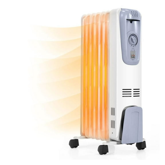 1500W Oil Filled Radiator Heater - Electric Portable Oil Heater with Wheels - 3 Heat Settings & Adjustable Thermostat - Safe & Quiet for Bedroom, Office