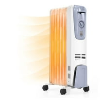 1500W Oil Filled Radiator Heater - Electric Portable Oil Heater with Wheels - 3 Heat Settings & Adjustable Thermostat - Safe & Quiet for Bedroom, Office