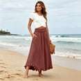 thumbnail image 3 of Wutalume Maxi Skirts for Women Flowy - High Waist Elastic Waist Solid Color Long Maxi Skirt, Soft and Lightweight for Beach Vacation Summer Daily Wear,Wine M, 3 of 8