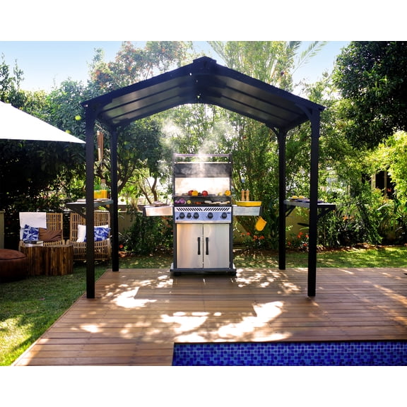 Palram - Canopia Austin 6' x 8' Polycarbonate/Aluminum Grill Gazebo - Gray/Black