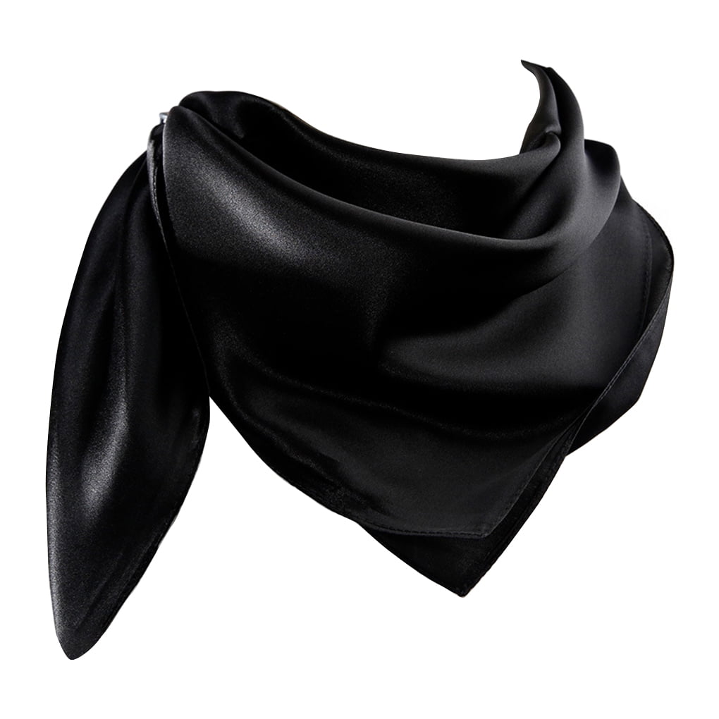 Becaristey Satin Scarf Stylish Square Handkerchief Fashion Statement Gift Option Handkerchiefs Square Scarf black