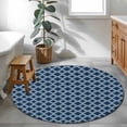 thumbnail image 3 of Navy Blue Morocco Round Area Rug 3Ft Washable Small Circle Rugs for Kitchen Entryway, Modern Abstract Classic Geometric Non-Slip Carpet Floor Mats Indoor Outdoor Carpet Runner Aesthetic Home Decor, 3 of 8