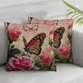 thumbnail image 3 of nygtbtfer  Flower Decor Butterfly Fliying on The Pink Rose Square Throw Waist Pillow Case Decorative Cushion Cover Pillowcase Sofa 24x24in, 3 of 7