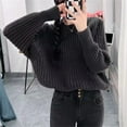 thumbnail image 4 of VISALY Pullover Crewneck Sweatshirt Ribbed Long Sleeve Tops Trendy Long Sleeve Sweater Tops Fall Chunky Cable Knit Pullover Sweaters Pullover Sweaters Hoodies Pullover Pullover Sweaters Grey One Size, 4 of 5