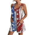 thumbnail image 3 of QATAINLAV 4th of July Overalls Women, American Flag Prints Romper Womens Casual Casual Festival Playsuits Lightweight Comfy Going Out Sport Jumpsuit with Pocket Today's Lightning Sales Multicolor L, 3 of 6