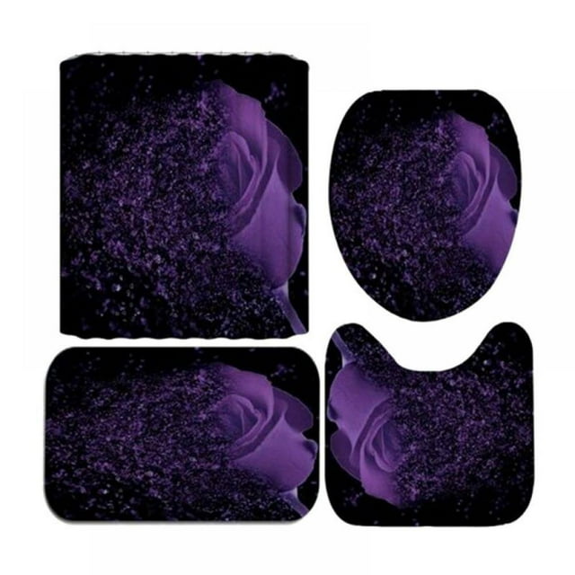 Valentine‘s Day 3D Digital Printing Shower Curtain 4-piece Set For Home / Hotel / Party Decoration