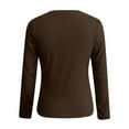 thumbnail image 4 of TKLPEHG Womens Tops Long Sleeve Crew Neck Pleated Slim Tops Classic Solid Color Lightweight Fashion Loose Casual Blouse (Brown,S), 4 of 7