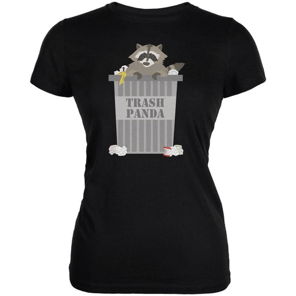 Trash Panda Raccoon Black Juniors Soft T-Shirt - Large