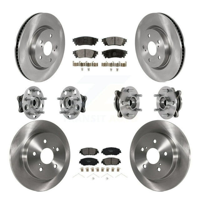 Transit Auto Front Rear Hub Bearings Assembly Disc Brake Rotors and Ceramic Pads Kit (10Pc) for Car Toyota Camry Lexus ES250 Avalon - Left Right Side (Driver Passenger) KBB-126926