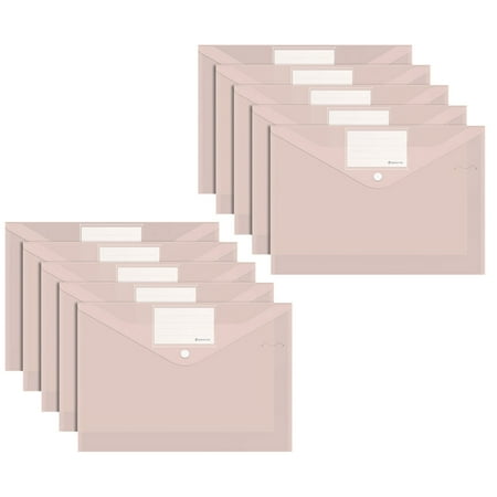 HCTSHG Plastic Envelopes 10 Pack A4 Letter Size Plastic File Folder with Label Pocket Plastic Envelopes with Closure Plastic File Folders Plastic Envelopes for Documents for Home Work Office