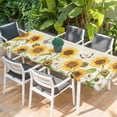 thumbnail image 2 of Farm Sunflowers Table Cloths for 8 Foot Rectangle Tables, Retro Flowers Butterfly Botanical Beige Patio Waterproof Elastic Fitted Tablecloths, Washable Rectangular Table Cover for Camping, 2 of 8
