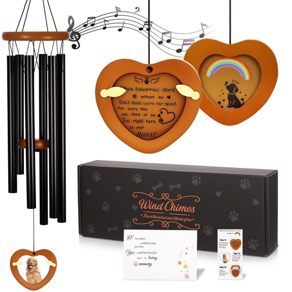 topjuju 29 Inch Dog Memorial Wind Chimes, Personalized Pet Sympathy Gifts for Loss of Dogs, Sympathy Wind Chimes Outdoor with Optional Frame, Best Dog Lover Gifts