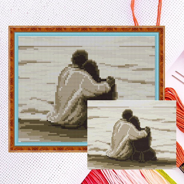 Bordado Mar Parejas Contadas DIY Punto Cruz 14CT 2 Strand Kit Algodón