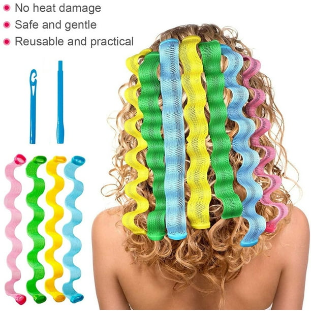 Cribun 24pieces Hair Curlers Spiral Curls Styling Kit Hair Curlers No Heat Magic Hair Curlers With 2 Pieces Styling Hooks Heatless Diy Wave Former F