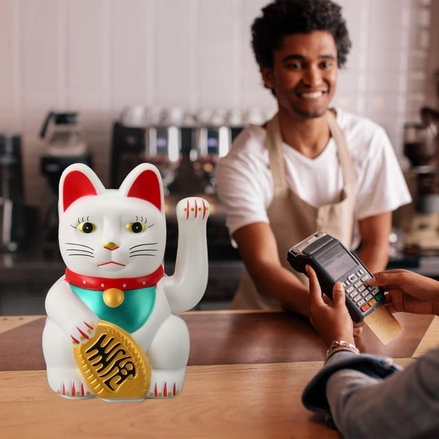 Gato De La Suerte Que Funciona Con Pilas, Estatuilla Eléctrica Del Gato De La Fortuna Con Brazo Que Agita Para La Decoración Del Coche De La Oficina En Casa