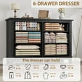 thumbnail image 4 of Farmhouse 6 Drawers Dresser for Bedroom, 47" W Modern Dresser with Metal Handle, Thickened Desktop, Wood Rustic Chest of Drawers for Bedroom, Hallway, Entryway, 4 of 7