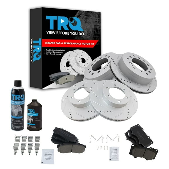 TRQ Performance Brake Rotor & Ceramic Pad Front & Rear Kit w/Chemicals BKA15960 Fits select: 2003-2009 TOYOTA 4RUNNER, 2003-2009 LEXUS GX