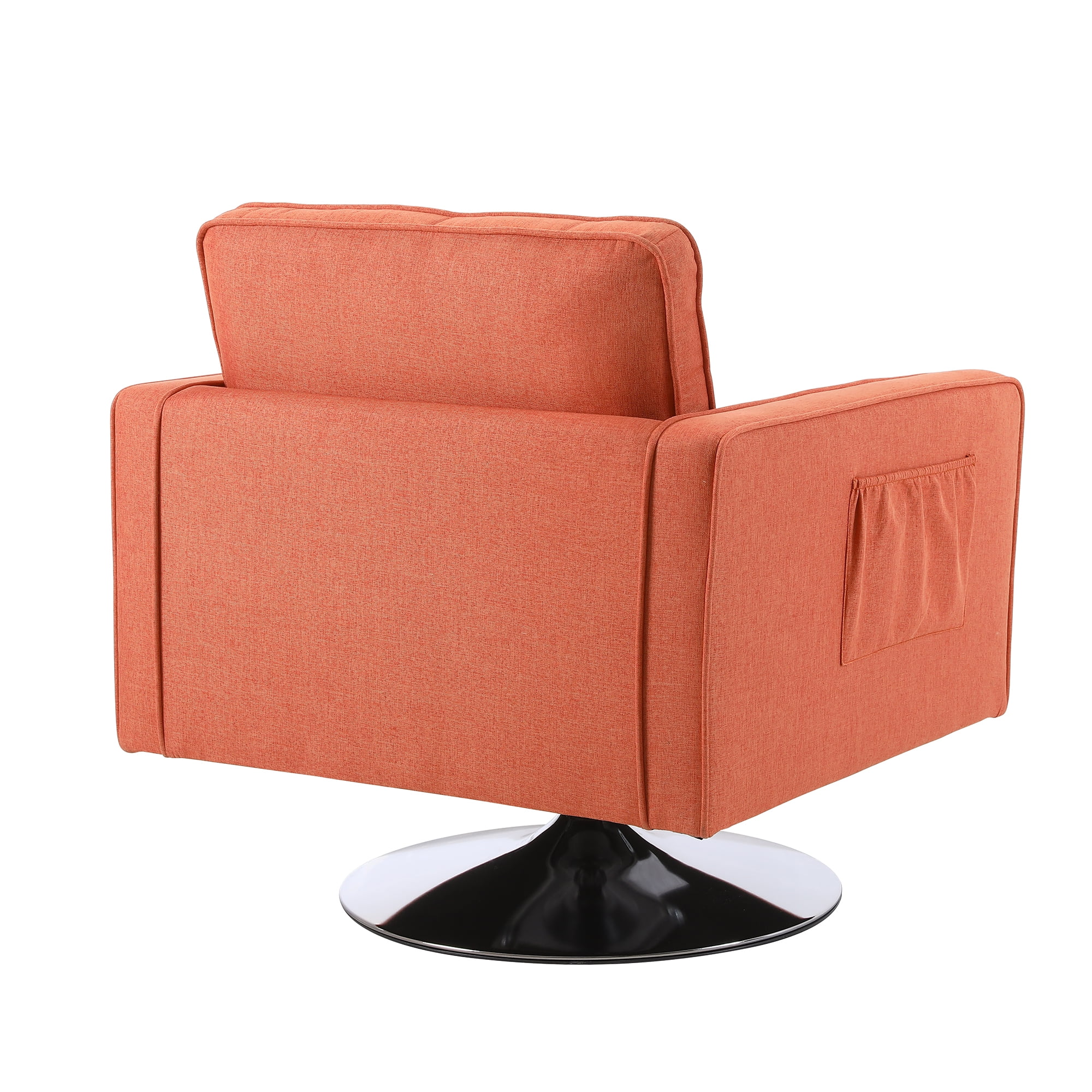 Kadyn Modern Teddy Fabric Swivel Accent Chair with 360 Degree Swiveling for Living Room, Orange