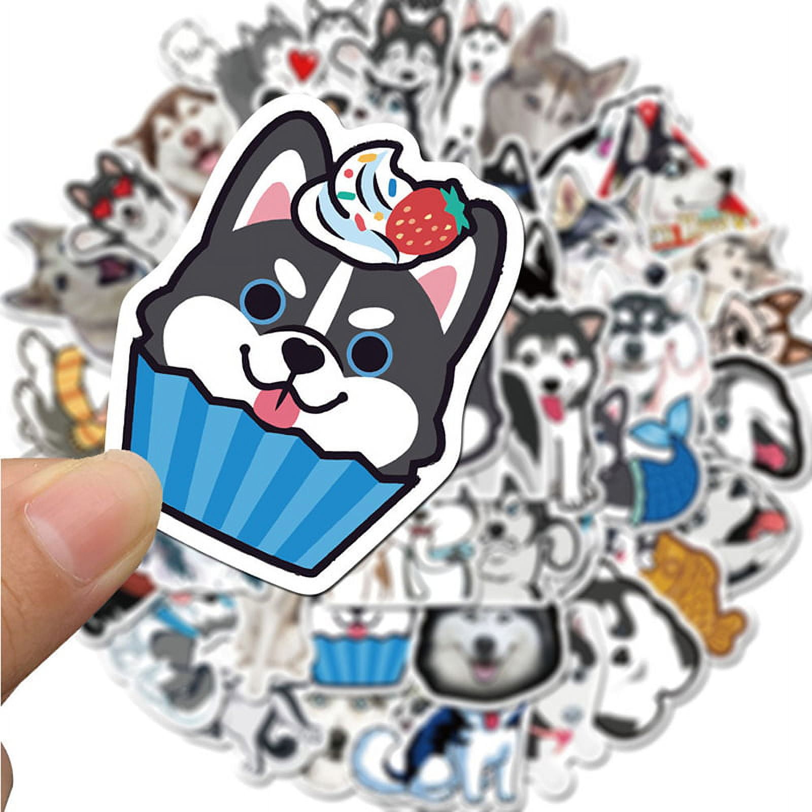 Buytra 50pcs Cartoon Animals Husky Stickers Waterproof Cute Dogs