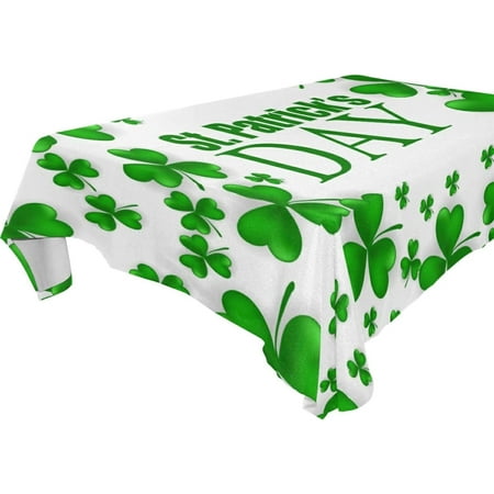 

Hyjoy St Patrick s Day Clover Tablecloth Waterproof Washable Polyester Square Table Cover Durable Tablecloth for Kitchen Dining Table Party Decor (60 X 120 Inch)