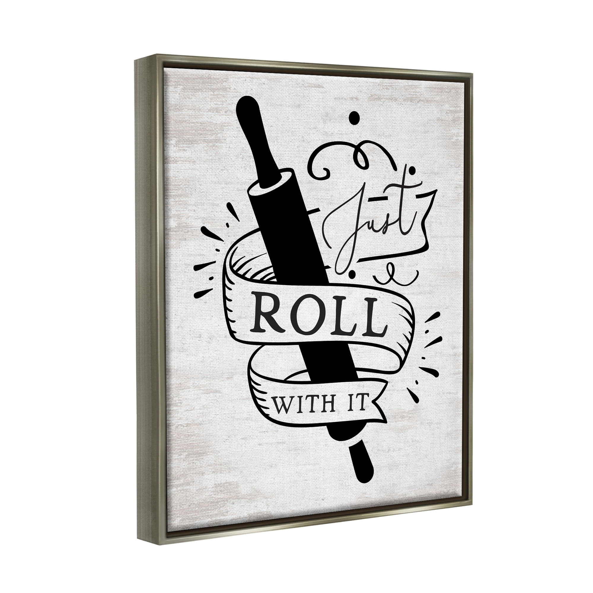 Stupell Industries Roll With It Kitchen Food & Beverage Painting Gray Floater Framed Art Print Wall Art, 25 x 31