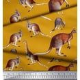 thumbnail image 2 of Soimoi Gold Satin Silk Fabric Kangaroo & Giraffe Animal Decor Fabric Printed Yard 42 Inch Wide, 2 of 3