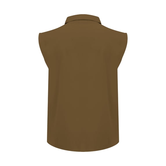 Vedolay Crop Top 2023 New Men's Sleeveless Tank Tops Crewneck Solid Loose Fit Letter Print Shirt,Coffee L