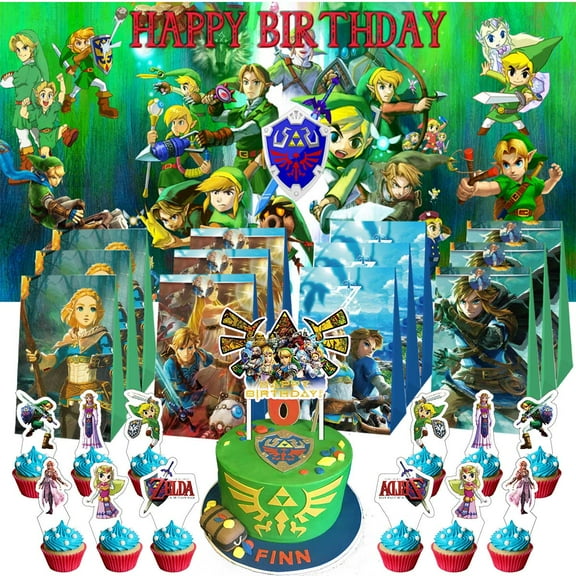 The Legend of Zelda Goodie Bags Treat Candy Decorations Party Favor Supplies Birthday Cake Topper Backdrop Banner