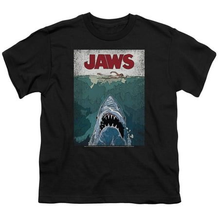 Jaws Lined Poster Big Boys Youth Shirt Black