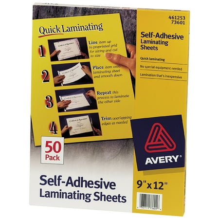 Avery Self-Adhesive Laminating Sheets, 9 x 12, Permanent Adhesive, 50 Clear Laminating Sheets