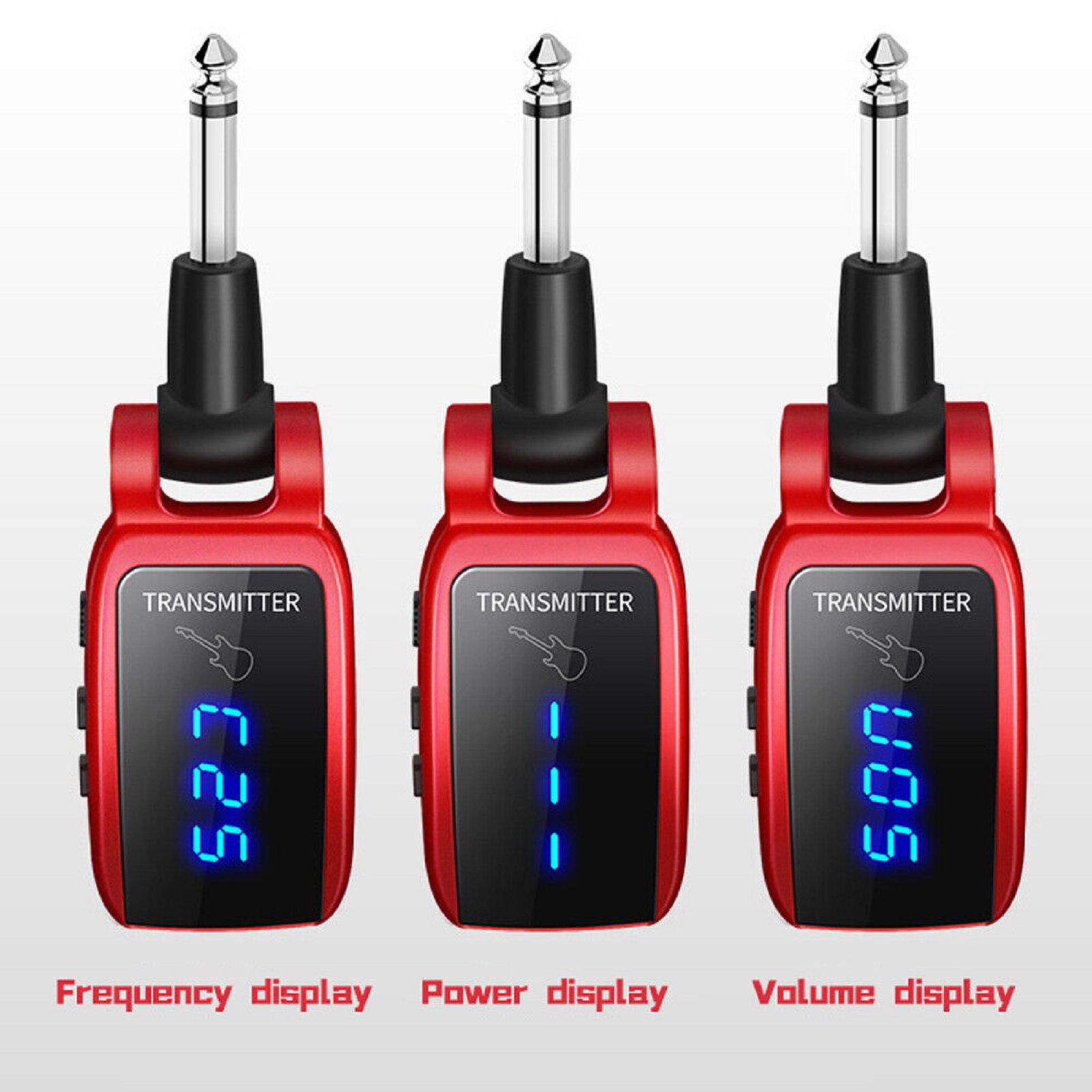 Wireless Guitar System Guitar Transmitter Receiver Rechargeable Audio Wireless Transmitter Receiver, LED Screen 15 Channels UHF for Electric Guitar Bass