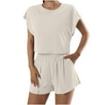 thumbnail image 3 of Maean Women's Athletic Outfit 2 Piece Set Quick Dry Short Sleeve Crop Tops and High Waist Shorts Pockets Tracksuit, 3 of 7
