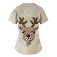 thumbnail image 3 of Feancey Christmas Scrub Tops for Women Funny 3D Christmas Reindeer Print Working Uniforms Stretchy V-neck Short Sleeve Tunic Blouse with Pockets Multicolor M, 3 of 3