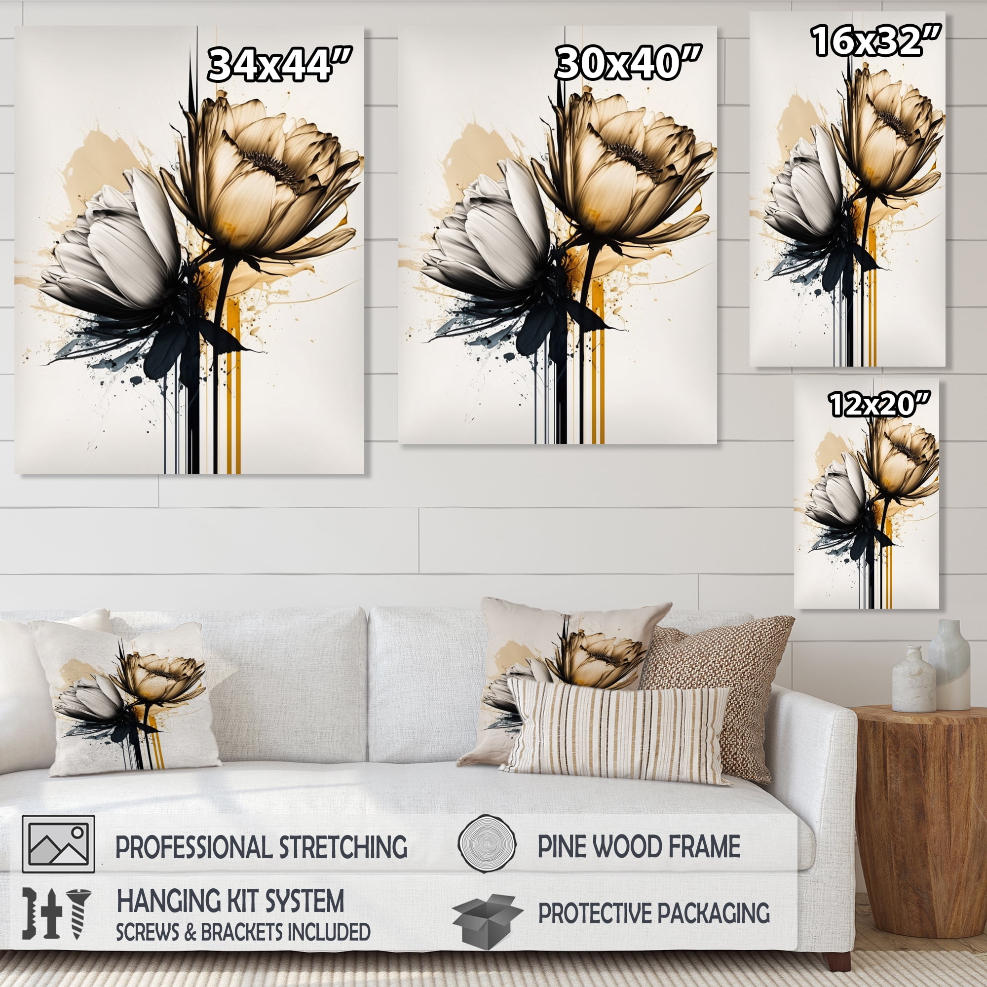 Designart Yellow Daisy Flower On Abstract Fusion Canvas Wall Art