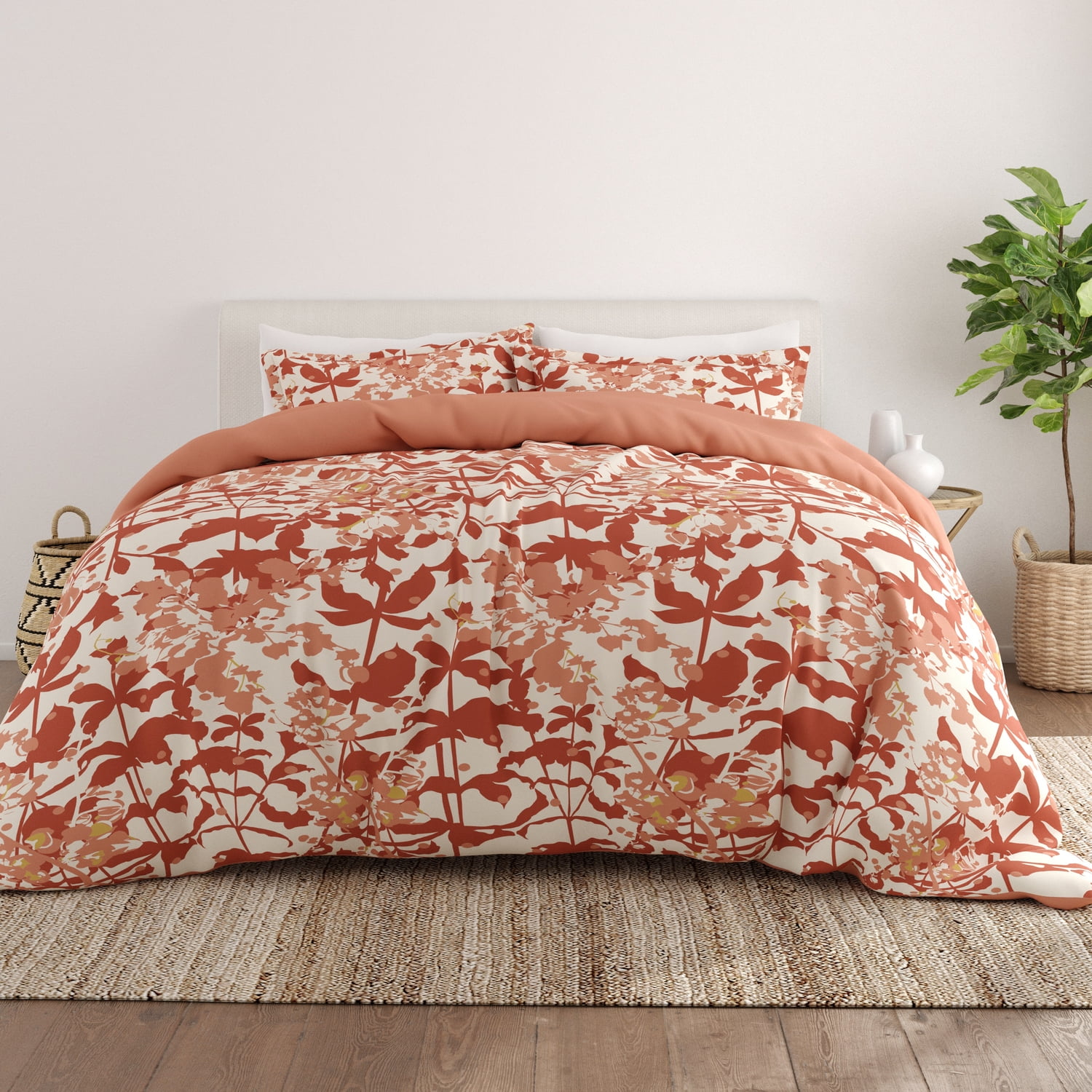 Clay Boho Flower 3-Piece Reversible Duvet Cover Set, Full/Queen, by ...