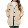 thumbnail image 2 of jsaierl Women's Wool Blend Color Block Button Down Solid Long Sleeve Oversized Shacket Jacket Coat, 2 of 6