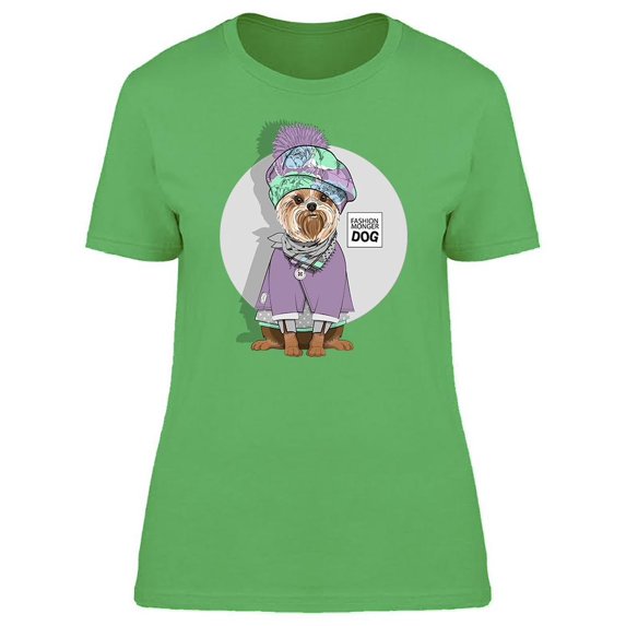 Fashion Dog With Purple Outfit Tee Women's -Image by Shutterstock