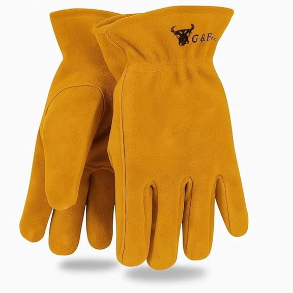 G & F Kids' Leather Work Gloves, Genuine Leather, Keystone Thumb, Safety Cuff, Toddler & Children's Gardening Gloves, Brown, Size Medium, Ages 2-4, 1 Pair