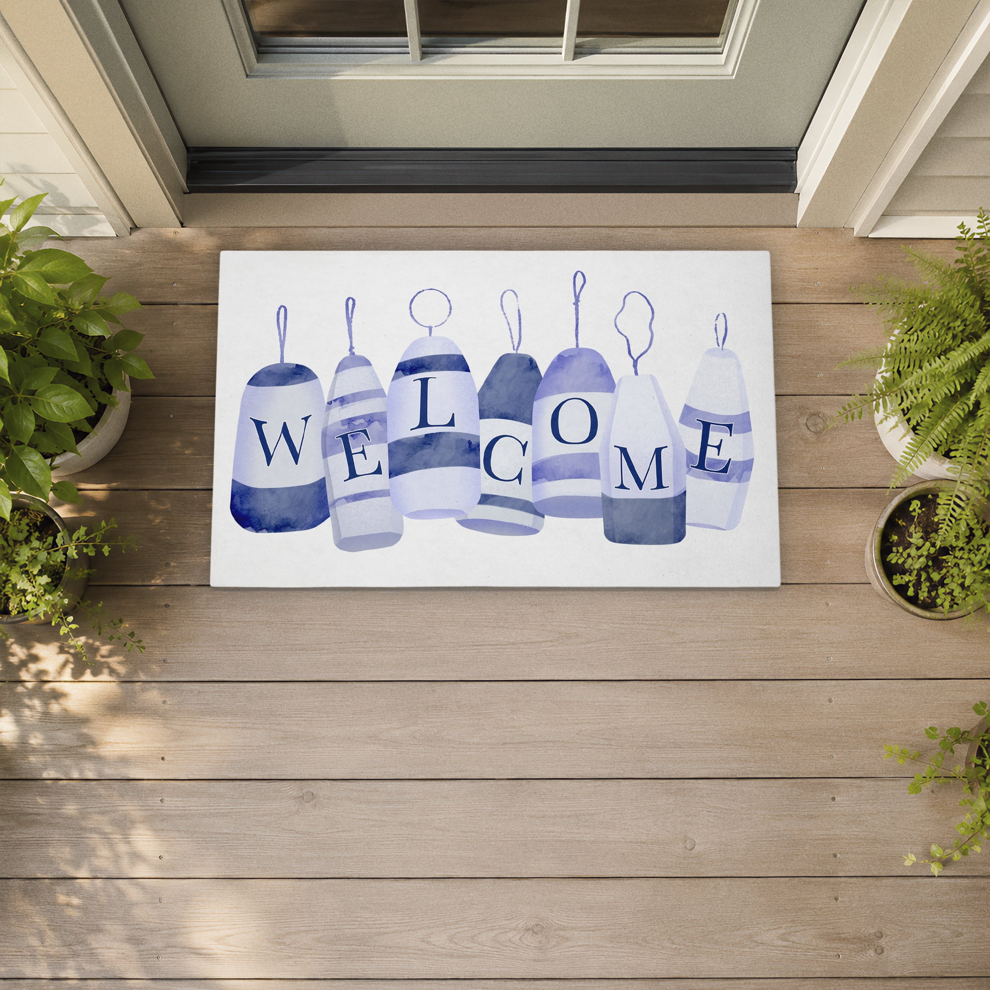 Stupell Industries Welcome Beach Buoys Printed Outdoor Door Floor Mat, design by Ziwei Li